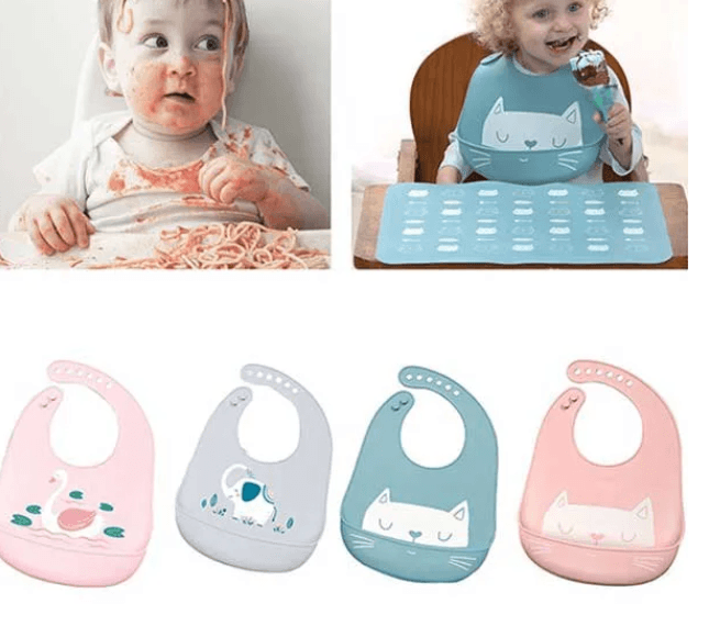 Premium Silicone Baby Bibs with Food Catcher