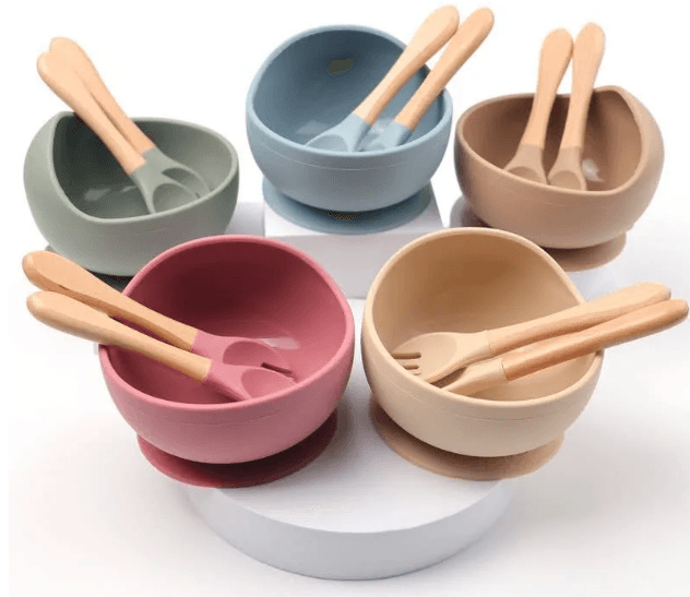 Silicone Baby Bowl with Spoon 2 Pcs